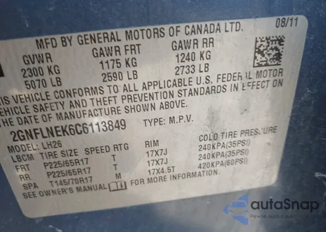 2012 Chevrolet Equinox 2Lt from USA, damaged, VIN 2GNFLNEK6C6113849